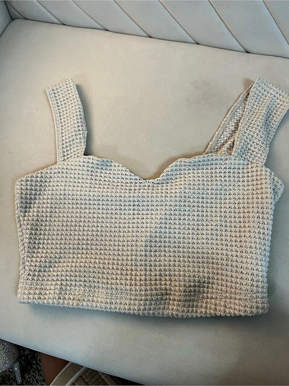 Crochet Crop Tank in White Size Small